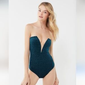 NWT Urban Outfitters Out From Under Teal Top Plunge Bodysuit